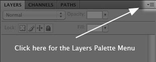 Accessing the Layers Palette Menu